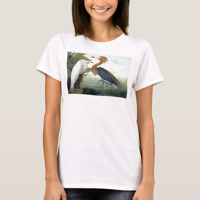 Camiseta Audubon: Egret avermelhado ou garça-real roxa (Frente)