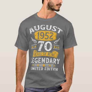 Camiseta August 1952 Limited Edition 70th Birthday 70 Years