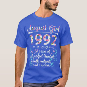 Camiseta August Girl 1992 Feliz Aniversário 28 Anos De Perf