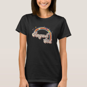 Camiseta August Girl Birthday Vintage Rainbow Retro Birthda