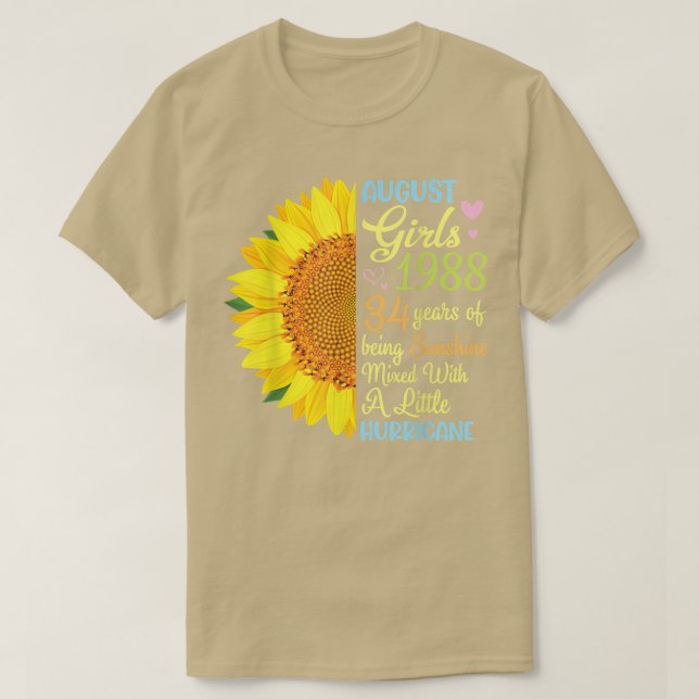 Camiseta August Girls 1988 34 Anos De Mina De Sol (Frente do Design)