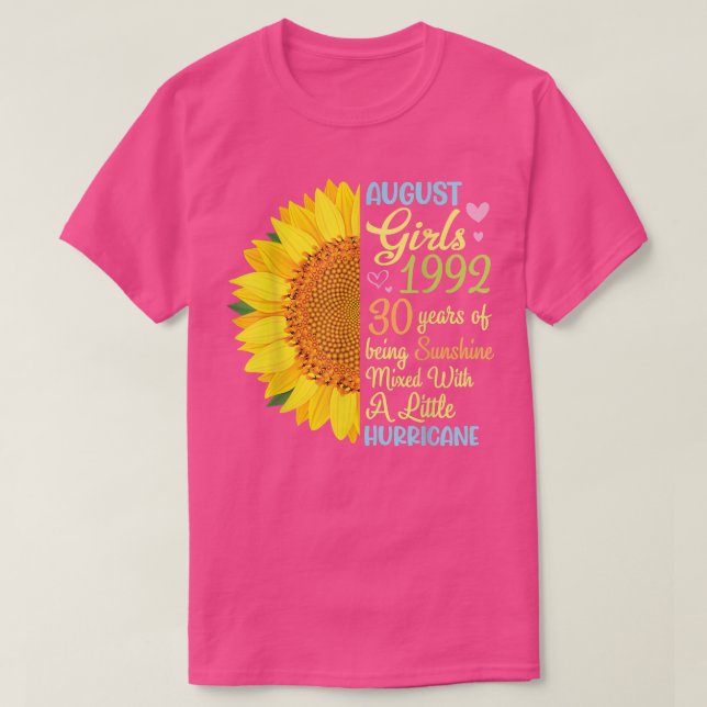Camiseta August Girls 1992 30 Years Of Being Sunshine Mied  (Frente do Design)