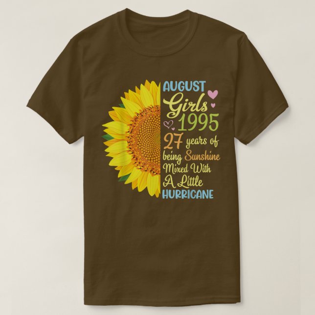 Camiseta August Girls 1995 27 Years Of Being Sunshine Mied  (Frente do Design)