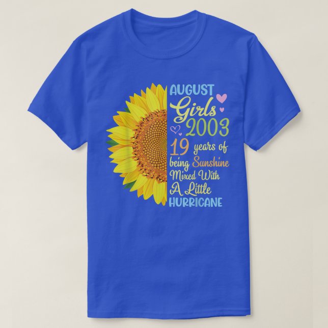 Camiseta August Girls 2003 19 Anos De Mama De Sol (Frente do Design)