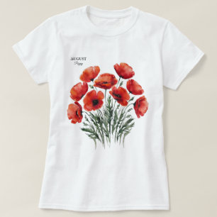 Camiseta August Poppy Bloom - Presente de Aniversário Perso