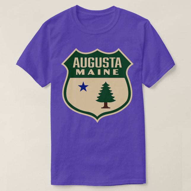 Camiseta Augusta Maine Retro Pine Tree Shield Green (Frente do Design)