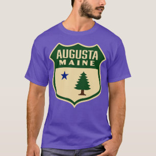 Camiseta Augusta Maine Retro Pine Tree Shield Green