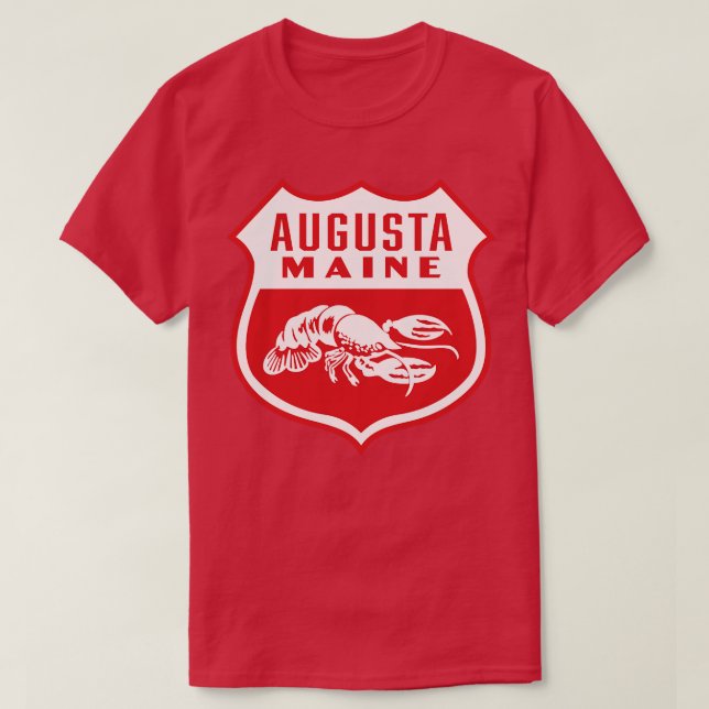 Camiseta Augusta Maine Retro Shield White (Frente do Design)