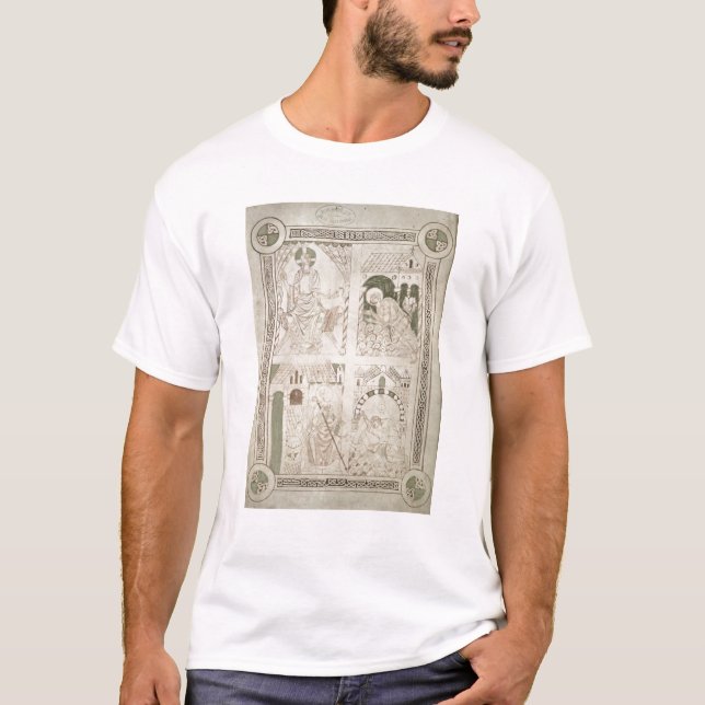Camiseta Augustine nos pés do cristo & do escrevente (Frente)