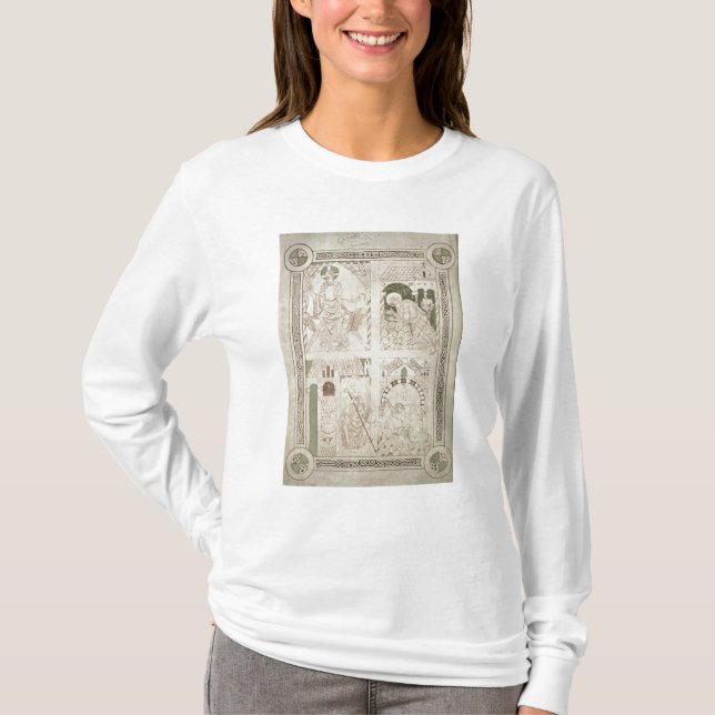Camiseta Augustine nos pés do cristo & do escrevente (Frente)