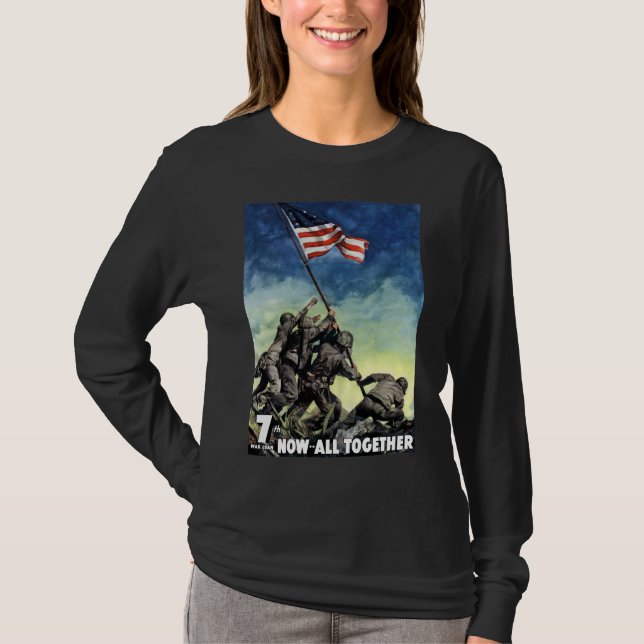 Camiseta Aumentando a bandeira em Iwo Jima (Frente)