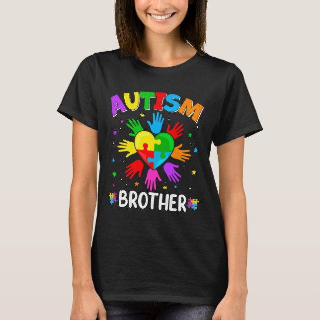Camiseta Aumentar a consciência do Autismo Irmão Matchin Fa (Frente)
