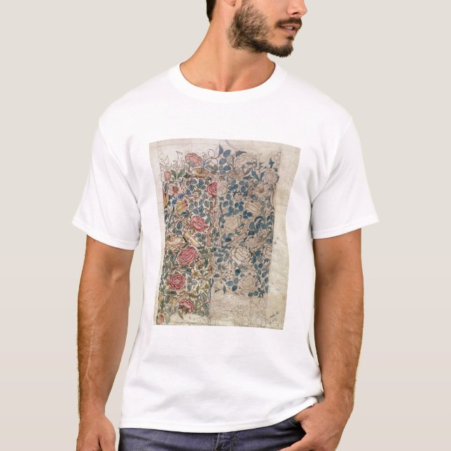 Camiseta "Aumentou" o design do papel de parede (o lápis e (Frente)
