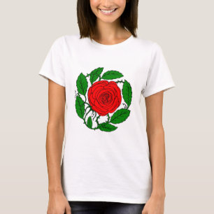 Camiseta Aumentou o t-shirt vermelho para mulheres.