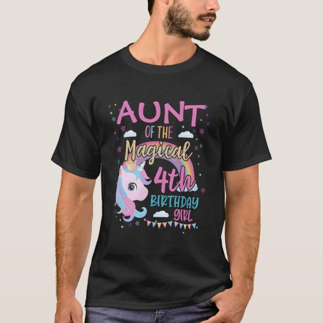 Camiseta Aunt 4Th Rainbow Unicorn Daughter Py Family (Frente)