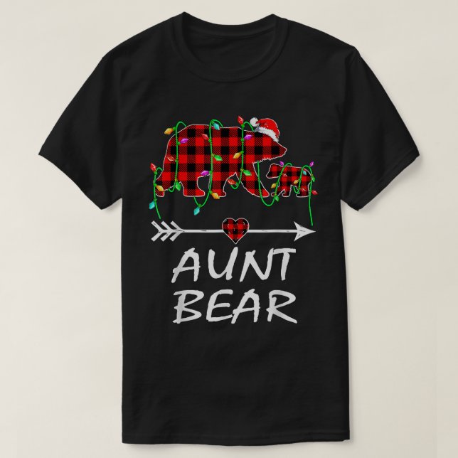 Camiseta Aunt Bear Christmas Pajama Red Plaid Buffalo Xmas  (Frente do Design)