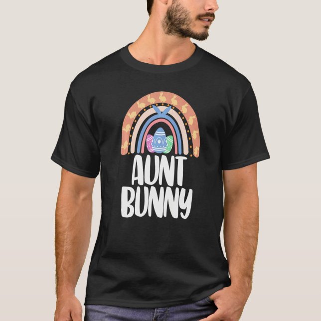 Camiseta Aunt Bunny Easter Rainbow Love Funny Women Easter  (Frente)