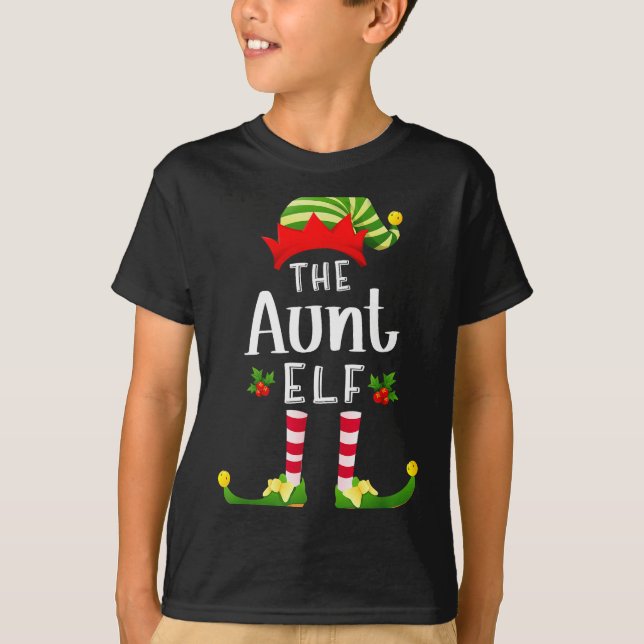 Camiseta Aunt Christmas Elf Matching Pajama X-mas Party  (Frente)