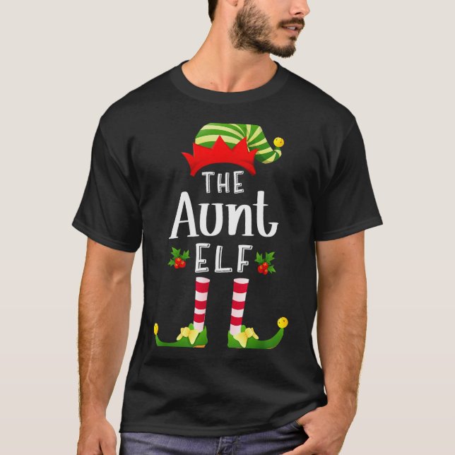 Camiseta Aunt Christmas Elf Matching Pajama X-mas Party  (Frente)