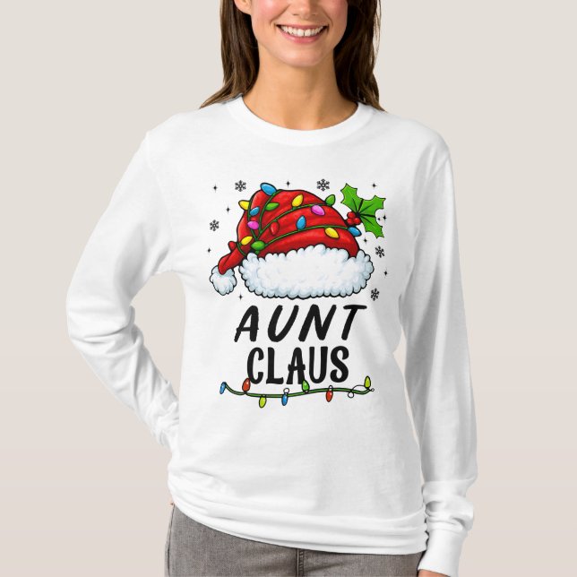 Camiseta AUNT CLAUS Matching Family Christmas Pajama (Frente)