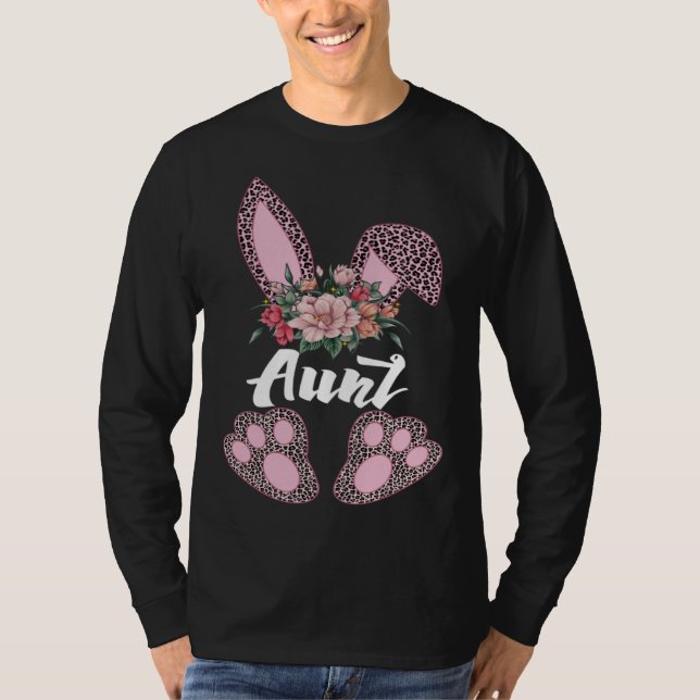 Camiseta Aunt Leopard Bunny Matching Family Easter Day Part (Frente)
