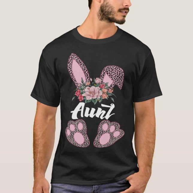 Camiseta Aunt Leopard Bunny Matching Family Easter Day Part (Frente)