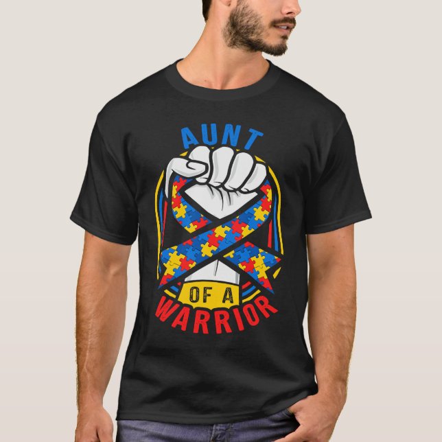 Camiseta Aunt of a Warrior Autism Awareness Matching (Frente)