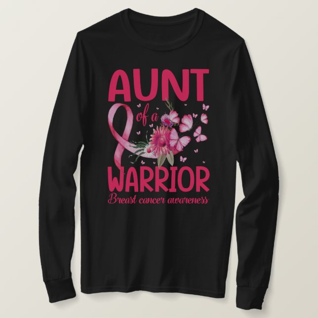 Camiseta AUNT of a Warrior Breast Cancer Awareness (Frente do Design)