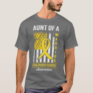 Camiseta Aunt of A Warrior Childhood Cancer Awareness Gold