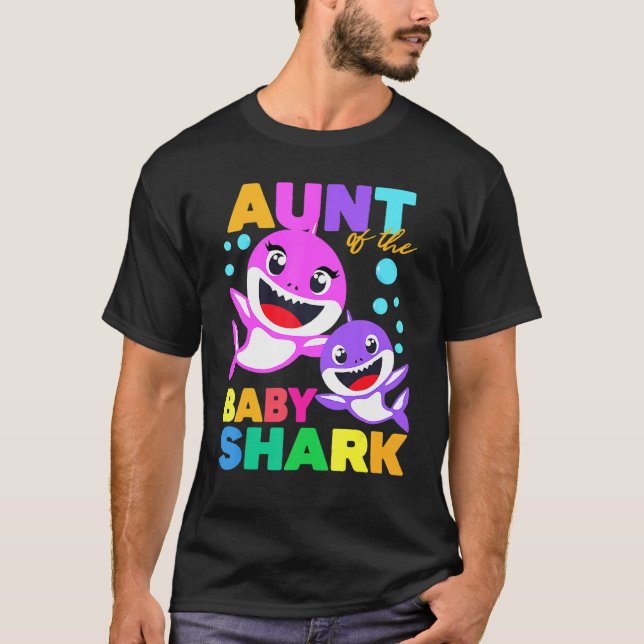 Camiseta Aunt Of The Baby Birthday Shark Aunt Shark Christm (Frente)