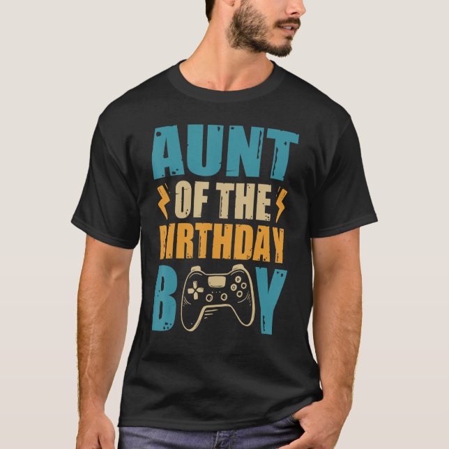 Camiseta Aunt of The Birthday Boy Gamepad Matching Family P (Frente)