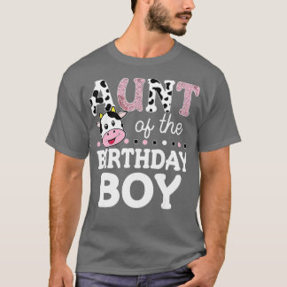 Camiseta Aunt of The Birthday Boy Shirt Farm Cow Mommy Mama