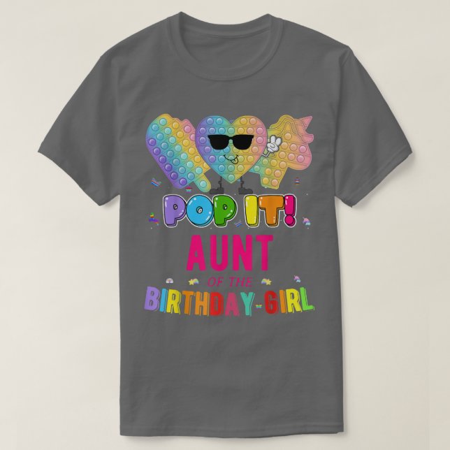 Camiseta Aunt Of The Birthday Pop It Unicorn Girl Bday Part (Frente do Design)