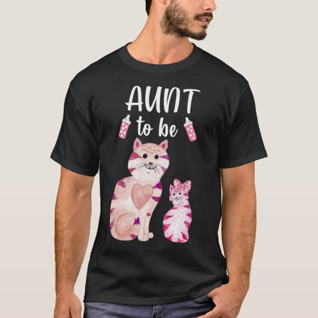 Camiseta Aunt To Be Cat Baby Shower For Girl (Frente)