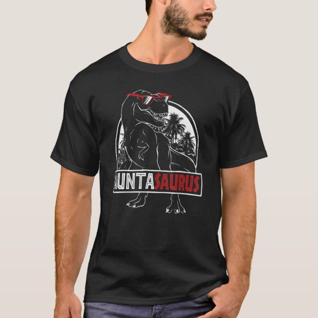 Camiseta Auntasaurus Dinossauro Rex Tia Aunta Saurus Sunset (Frente)