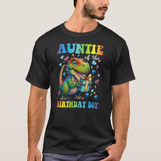 Camiseta Auntie Dinosaur Shirt Funny Cute Birthday Boy Fami (Frente)