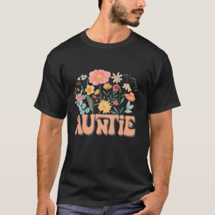 Camiseta Auntie Floral Daisy Hippie Groovy Wildflower Mothe