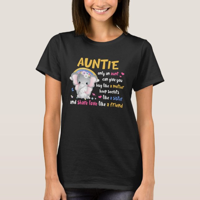 Camiseta Auntie  Hug Like A Mother Keeps Secrets Like A Sis (Frente)