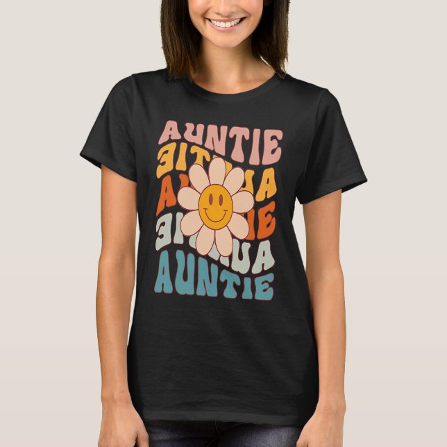 Camiseta Auntie Smiling Flower Cute Aunt Niece Nephew Idea (Frente)