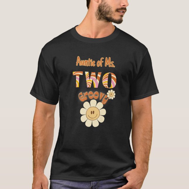 Camiseta Auntie Two Groovy 2 Birthday Toddler Hippie Retro  (Frente)