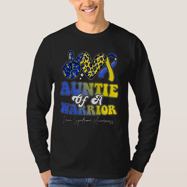 Camiseta Auntie Warrior Down Syndrome Awareness Family (Frente)