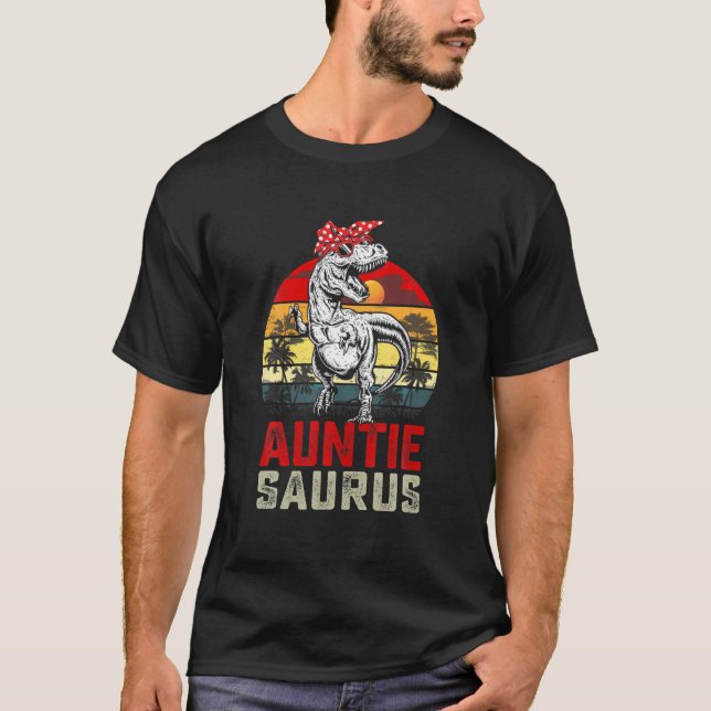 Camiseta Auntiesaurus T Rex Dinossaur Tia Saurus Mães (Frente)