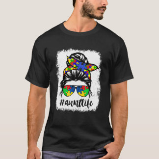 Camiseta Auntlife Messaging Bun Bleached Quebra-cabeça Girl