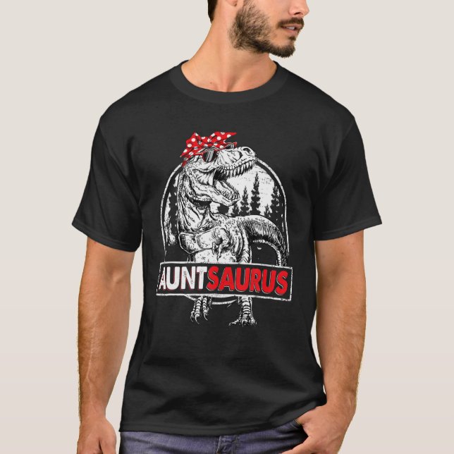 Camiseta Auntsaurus T Rex Dinossaur Tia Saurus D (Frente)