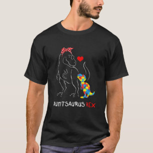 Camiseta Auntsaurus Tia Dinossauro T Rex Autismo Consciênci