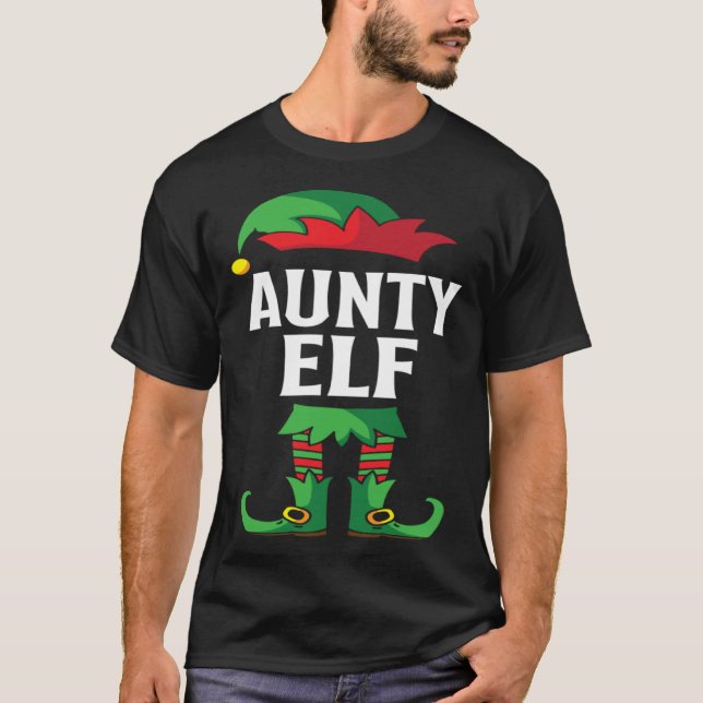 Camiseta Aunty Elf Costume Christmas Holiday Matching Famil (Frente)