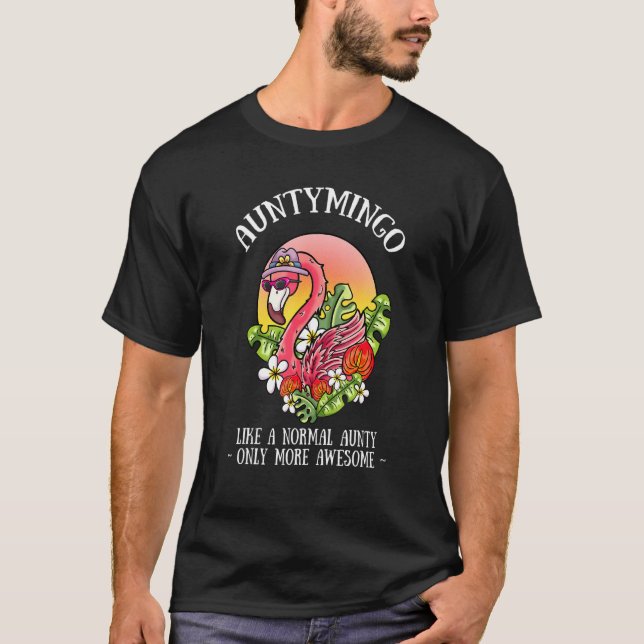 Camiseta Auntymingo Aunty Flamingo Auntie tia 1 (Frente)