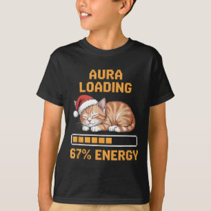 Camiseta Aura de gato carregando 67 por cento de energia en