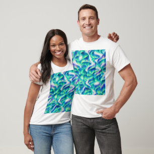 Camiseta Aurora Boreal Padrão Abstrato Luzes do Norte