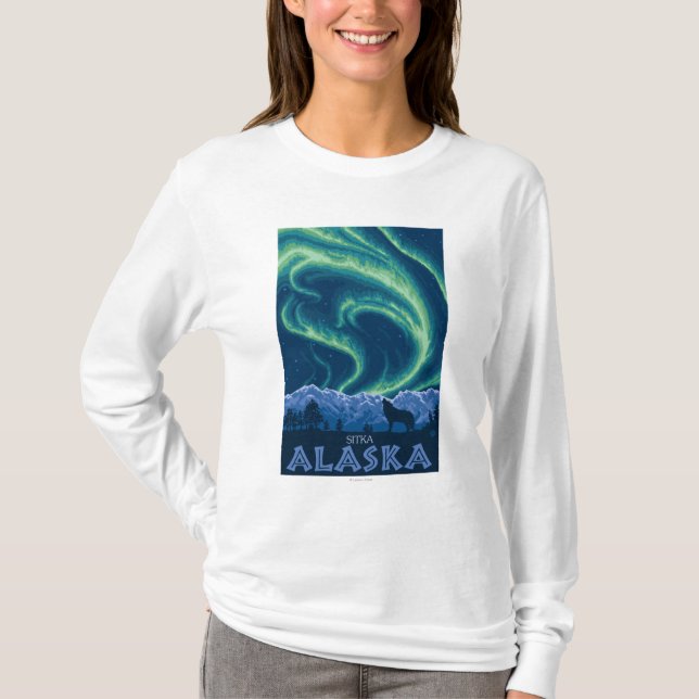 Camiseta Aurora boreal - Sitka, Alaska (Frente)
